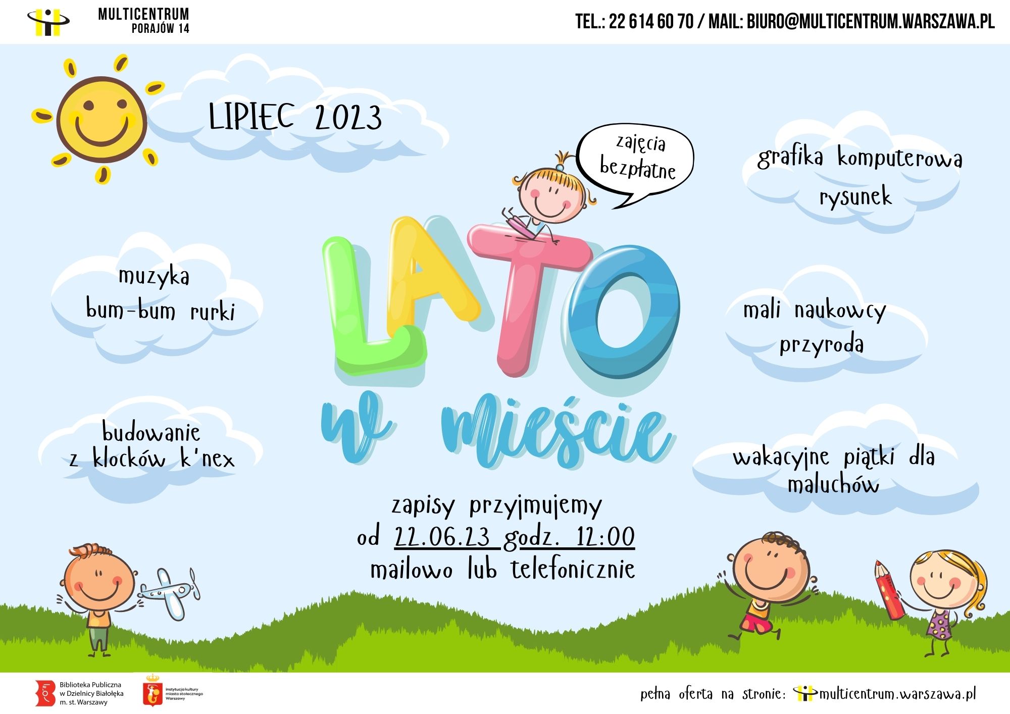 Read more about the article Lato w mieście 2023. Zapisy na zajęcia popołudniowe w lipcu.
